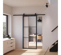 Schulte porte coulissante intérieure loft verre 88x203 cm noir amortisseur | verre trempé 4 mm double softclose