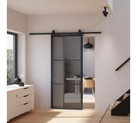 Schulte porte coulissante intérieure loft verre 90x215 anthracite softclose | verre trempé 4 mm amortisseur
