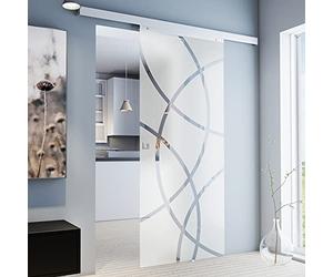 Schulte porte coulissante intérieure verre 75 x 203 cm décor cercles | verre trempé 4 mm poignée carrée