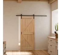 Schulte porte coulissante pleine intérieure en bois, 90x215 cm, décor porte de grange oak, système ouvert noir