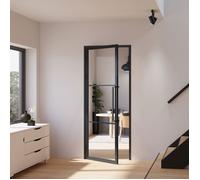 Schulte porte intérieure loft en verre, 93x204cm, bloc-porte vitré, atelier, noir, transparent, 3 vitrages, tirant gauche