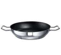 Schulte-Ufer Industar for Professionals 163048-28 Poêle à frire avec poignées en acier inoxydable argenté/noir Diamètre 28 cm