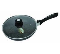 Schumann Poêle en Pierre Professionel I Compatible Tous Feux Dont Induction I Fonte d'Aluminium Sans PFOA I Manche Amovible en Silicone I Couvercle Inclus I 28cm
