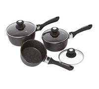 Schumann Professionnel - Lot de 3 Casseroles 16/18/20cm - Compatible Tous feux dont Induction - Fonte d'Aluminium Sans PFOA - Manches Amovibles en Silicone - Couvercles Inclus - 1,4L /1,9L /2,4L