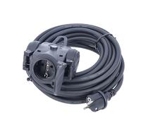 Schwabe 60454 Rallonge multiprise avec 3 prises, en caoutchouc, pour utilisation sur chantier, avec câble H07RNF 3G1,5 IP44 Noir 4,5 m