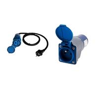 Schwabe Câble Adaptateur CEE Caravan 230 V / 16 A CEE couplage & fiche de sécurité & Adaptateur Compact sans câble Femelle 16A 2P+T en Mâle CEE17 pour Camping, NAUTISME... Zenitech