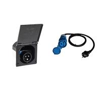 Schwabe Câble Adaptateur CEE Caravan 230 V / 16 A CEE couplage & fiche de sécurité & Schwabe Prise de Courant pour Caravane 230 V / 16 A pour Camping avec Couvercle Rabattable