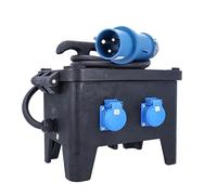 Schwabe GM22 63260 Distributeur de courant mobile en caoutchouc plein avec 4 prises 230 V/32 A 2 m H07RNF 3G6 avec 4 interrupteurs combinés FI/LS 2 pôles Noir