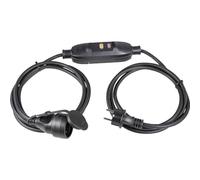 AS Schwabe 45222 Strom Verlängerungskabel Schwarz 1.5 m mit FI-Schutzschalter (45222)