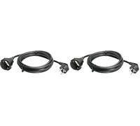 Schwabe Rallonge électrique pour Prise Type F 2 Noir (Lot de 2)