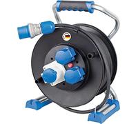 Schwabe Xperts Enrouleur de câble de camping 25 m Rallonge électrique avec prise CEE 230 V/16 A/3 broches, 2 prises Schuko & 1 prise CEE IP44 Fabriqué en Allemagne I 22176