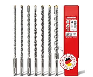 SCHWABENBACH® Foret SDS Plus Béton - Set de 7 Pièces 6-14mm x 210mm | Forets à Béton et Pierre de Haute Qualité | Compatibles Bosch, Hilti, Metabo | 6, 8, 10, 12, 14mm x 210mm
