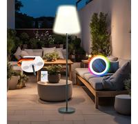 SCHWAIGER 661828 LED Lampe solaire d'extérieur avec haut-parleur Bluetooth Lampadaire Boîte à musique 1,5m Alimenté par batterie IP44 Sans fil Micro-USB incl. télécommande