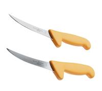 Schwertkrone® 2x Couteau Boucher Professionnel 13 cm [MADE IN GERMANY SOLINGEN] - Couteau a Desosser - de Boucher en Acier Inoxydable - à Lame Courbe - de Découpe