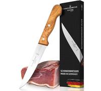 Schwertkrone Couteau à Jambon Premium Solingen, 15cm Lame Acier, Manche Bois d'Olivier, Durable et Élégant