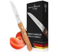 Schwertkrone Couteau à Légumes Premium en Bois d'Olivier, Lame Dentelée 8cm, Confort Ergonomique, Acier Inox Solingen