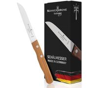 Schwertkrone Couteau Économe Premium 9cm - Lame en Acier Inoxydable, Manche en Bois d'Olivier, Fabrication Allemande de Solingen