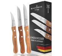 Schwertkrone Ensemble de 3 Couteaux en Bois d'Olivier - Lames en Acier Inoxydable, Performance de Coupe Allemande