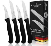 Schwertkrone Lot de 4 couteaux à légumes, couteaux universels, lavables au lave-vaisselle, droits et courbés, inoxydables, qualité made in Germany
