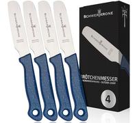 Schwertkrone Set de 4 Couteaux Cuisine en Acier Inoxydable, Manche Bleu Pailleté: Élégance et Performance