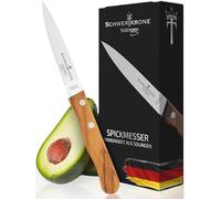 Schwertkrone Solingen - Couteau Cuisine Premium 19.5cm, Lame Acier Inox, Manche Bois Olivier Élégant