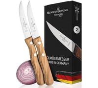 Schwertkrone Solingen - Couteaux de Cuisine Haut de Gamme, Acier Inoxydable, Manche en Bois d'Olivier, idéal pour Fruits et Légumes, 7.5cm