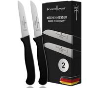 Schwertkrone Solingen Premium Set de couteaux à éplucher, 2 pièces - Couteau à légumes tranchant, lame de 7.5cm, manche plastique robuste, Parfait pour la cuisine & les professionnels