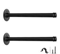 scicent Lot de 2 Équerre Étagère Murale Tubulaires, Support Etagere, 50KG Charge, Support Étagère Murale, Portant a Vetement, Équerre Étagère Durable Noir 30 cm