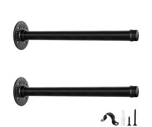 scicent Lot de 2 Équerre Étagère Murale Tubulaires, Support Etagere, 50KG Charge, Support Étagère Murale, Portant a Vetement, Équerre Étagère Durable Noir 30 cm