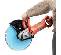 Scie à béton électrique, machine de coupe de pierres à sec ou à l'eau, meuleuse de découpe professionnelle de 3000W, scie à béton avec poignée rotative et lame de scie, profondeur de rainure réglable,