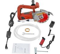 Scie à béton électrique - Scie à rainurer pour béton - Puissance 4800 W - Tension 220 V - Vitesse de rotation 5000 tr/min - Profondeur de coupe 71 mm - Disque unique - Alimentation secteur CA - Rouge