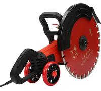 Scie à béton - Rainureuse - 4000 W - 220 V, prise UE - Profondeur de coupe réglable : 16,5 cm - Pompe à eau anti-poussière - 1 disque - Noir/Rouge