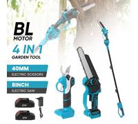 Scie à Branches Sans Fil 4 en 1 Tronçonneuse 8 Pouces et Sécateur 40mm avec Perche Télescopique pour l'élagage des Arbres de Jardin