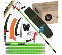 Kit de sécateur télescopique Sillar 8 m avec sécateur à câble + 3 lames de scie – Scie d'élagage de jardin