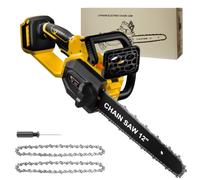 Scie à chaîne 12 pouces sans fil compatible avec les batteries Dewalt 20V | Moteur sans balais, huileur automatique, verrouillage de sécurité, sécateurs de jardin, coupe du bois, taille des branches