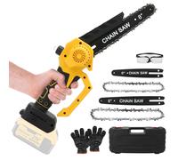 Scie à chaîne électrique compacte, 6 et 8 pouces, sans balais, 2 batteries de 1200 mAh, couleur jaune