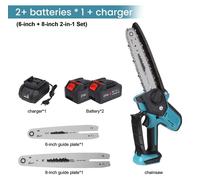 Scie à chaîne électrique compacte sur batterie - Scie à chaîne électrique maniable - 21 V - 2 batteries - Portable - Pour travaux sur le bois