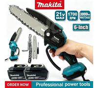 Scie à chaîne électrique Makita de 6 pouces, scie à chaîne portative sans fil pour l'abattage du bois, outil électrique pour l'élagage du jardin Charger-EU