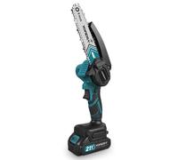 Scie à chaîne électrique - Mini scie à chaîne sans fil - Longueur de la lame : 15 cm - Moteur en cuivre 21V 2000W - Scie de jardin maniable pour couper et tronçonner - Coffret comprenant 2 batteries