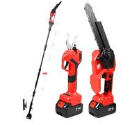 Scie à chaîne électrique pour élagage - Scie élagage télescopique 3-en-1 - 3500W, moteur sans balais - Batterie 21V/18V - Sans fil - Livrée avec 2 batteries