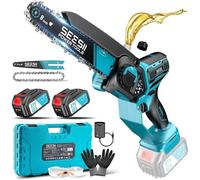 Scie à chaîne électrique sans balais - Scie électrique compacte - 1000 W - Lame de 15/20 cm - 2 batteries - Scie pour bois