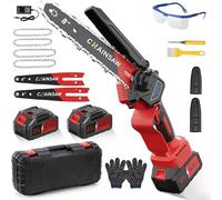 Scie à chaîne électrique sans fil, 1300W, moteur sans balais, modèles 6 pouces et 8 pouces, mini scie à chaîne électrique avec batterie 8000mAh, scie à branches sans fil avec système d'arrosage automa