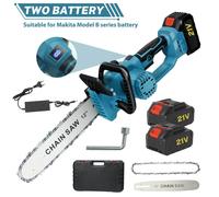 Scie à chaîne électrique sans fil - 2 batteries - 30 cm (12 pouces) - 2200 W - 21 V - Moteur sans balais - Réglage rapide