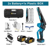 Scie à chaîne électrique sans fil 20 cm - Scie à chaîne sans balais - 18V - Idéale pour la coupe de bois et l'entretien du jardin - 2 batteries incluses