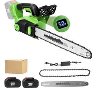 Scie à chaîne électrique sans fil de 40 cm - Scie à chaîne sans balais de 2200 W - Système 18 V avec 2 batteries - Lubrification automatique de la chaîne - Frein de chaîne et protection anti-recul - I