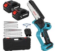 Scie à chaîne électrique sans fil, diamètre de la chaîne 6/8 pouces, batterie 2 x 4000 mAh, moteur sans balais