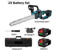 Scie à chaîne électrique sans fil - Lame de 30 cm - Moteur sans balais - 2 batteries - Chargeur inclus - Idéale pour couper du bois de chauffage et pour l'élagage