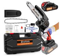 Scie à chaîne électrique sans fil - Mini scie à chaîne 21V 700W - Lame de 15 cm - Batterie de 1,5 Ah, 1 batterie, 2 chaînes - 3500 tr/min - Pour la coupe et l'élagage
