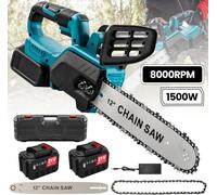 Scie à chaîne électrique sans fil - Modèle D, lame de 30 cm - Moteur sans balais de 3500W - Fonctionnement sans fil - Livrée avec 2 batteries - Idéale pour couper du bois et l'entretien du jardin - Pr