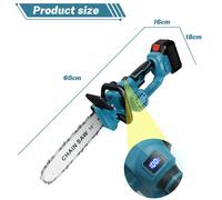 Scie à chaîne électrique sans fil - Scie d'élagage électrique sans balais - 2200 W - Lame de 30 cm - 2 batteries - Modèle portatif